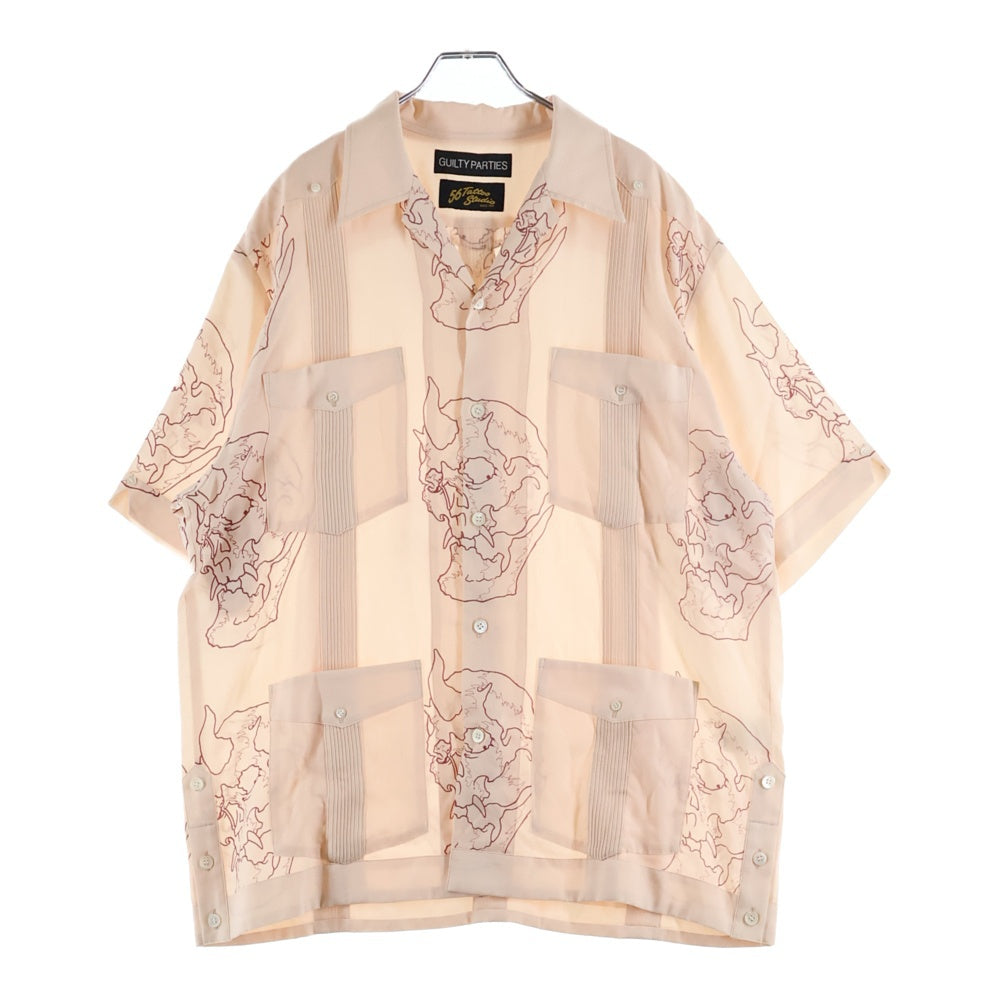 WACKO MARIA(ワコマリア) 24SS ×56 TATTOO STUDIO CUBA SHIRT 56タトゥースタジオ 半袖キューバシャツ ピンク 56TS-WM-OC01