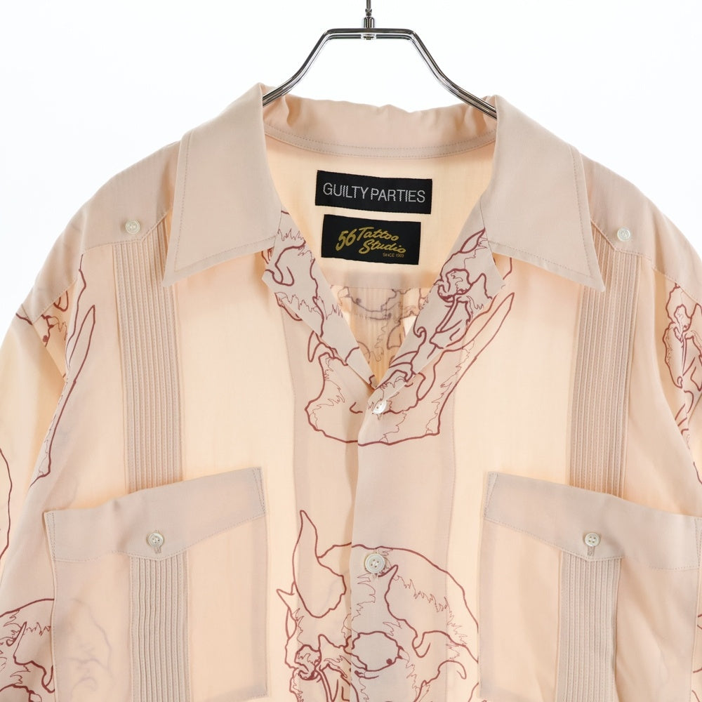 WACKO MARIA(ワコマリア) 24SS ×56 TATTOO STUDIO CUBA SHIRT 56タトゥースタジオ 半袖キューバシャツ ピンク 56TS-WM-OC01