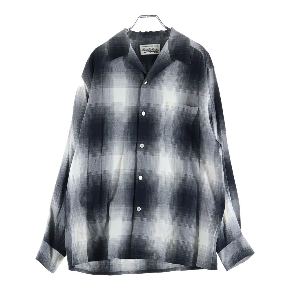 WACKO MARIA(ワコマリア) 23AW OMBRE CHECK OPEN COLLAR SHIRT L/S オンブレチェック オープンカラー長袖シャツ グレー 23FWE-WMS-OC01