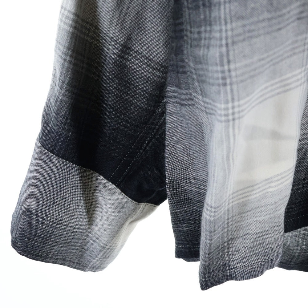 WACKO MARIA(ワコマリア) 23AW OMBRE CHECK OPEN COLLAR SHIRT L/S オンブレチェック オープンカラー長袖シャツ グレー 23FWE-WMS-OC01