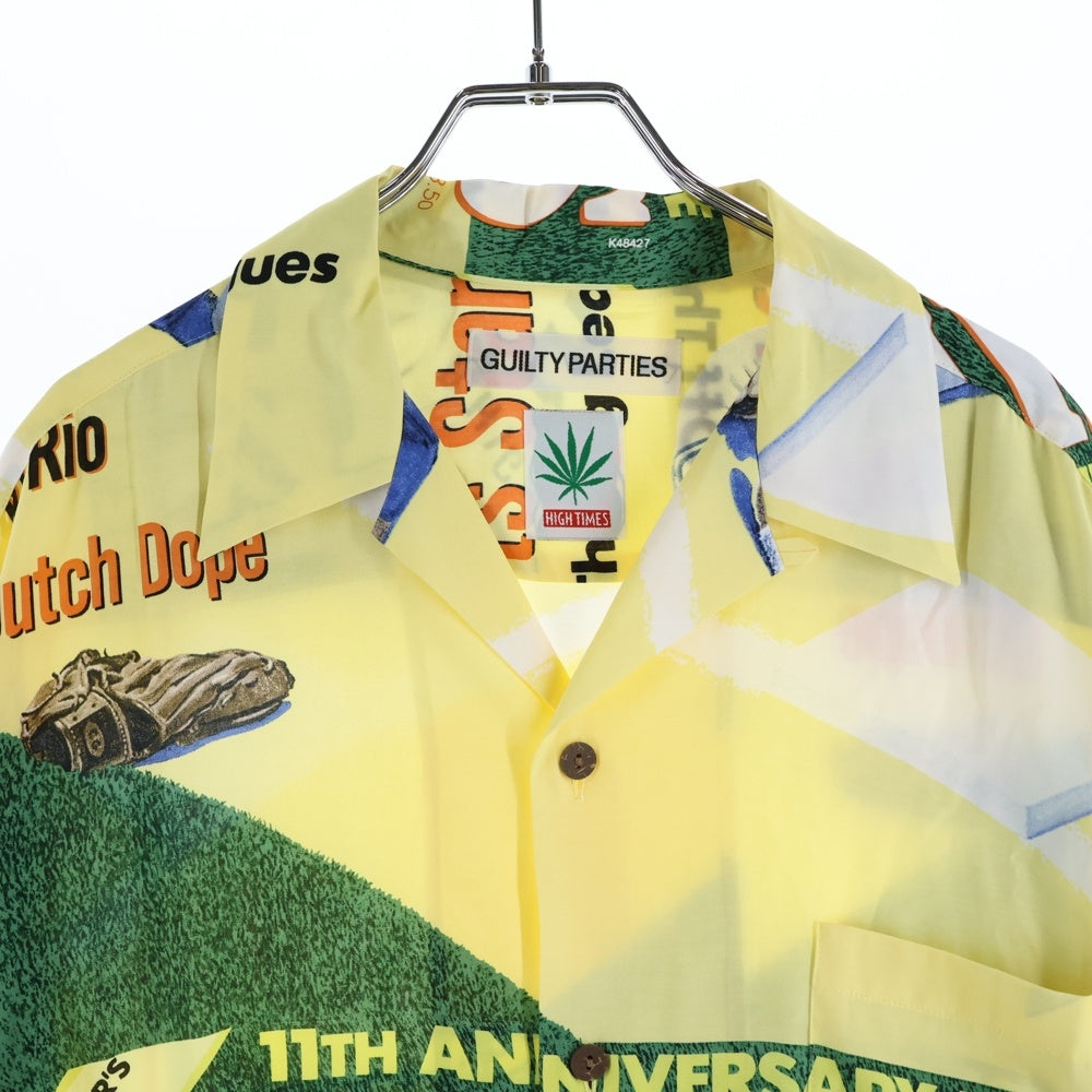 WACKO MARIA(ワコマリア) 24SS HIGHTIMES S/S HAWAIIAN SHIRT TYPE-4 ハイタイムス 総柄 半袖ハワイアンシャツ イエロー HIGHTIMES-WM-HI08