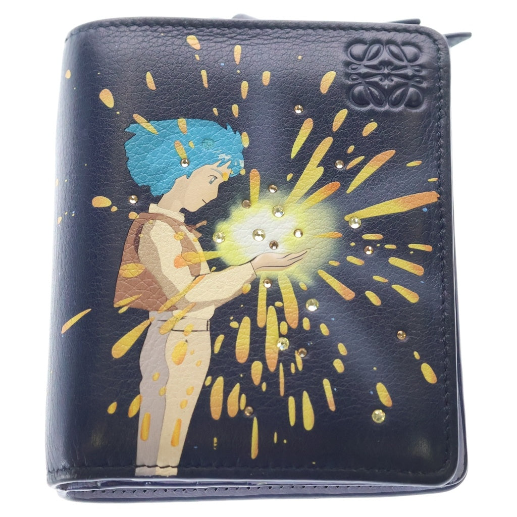 LOEWE(ロエベ) ×ハウル動く城 マジカル スカイ レザー ウォレット 二つ折り財布 ネイビー
