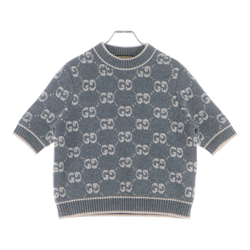 GUCCI(グッチ) GGブークレ ウール ジャガード トップ ロゴ総柄 モック 
