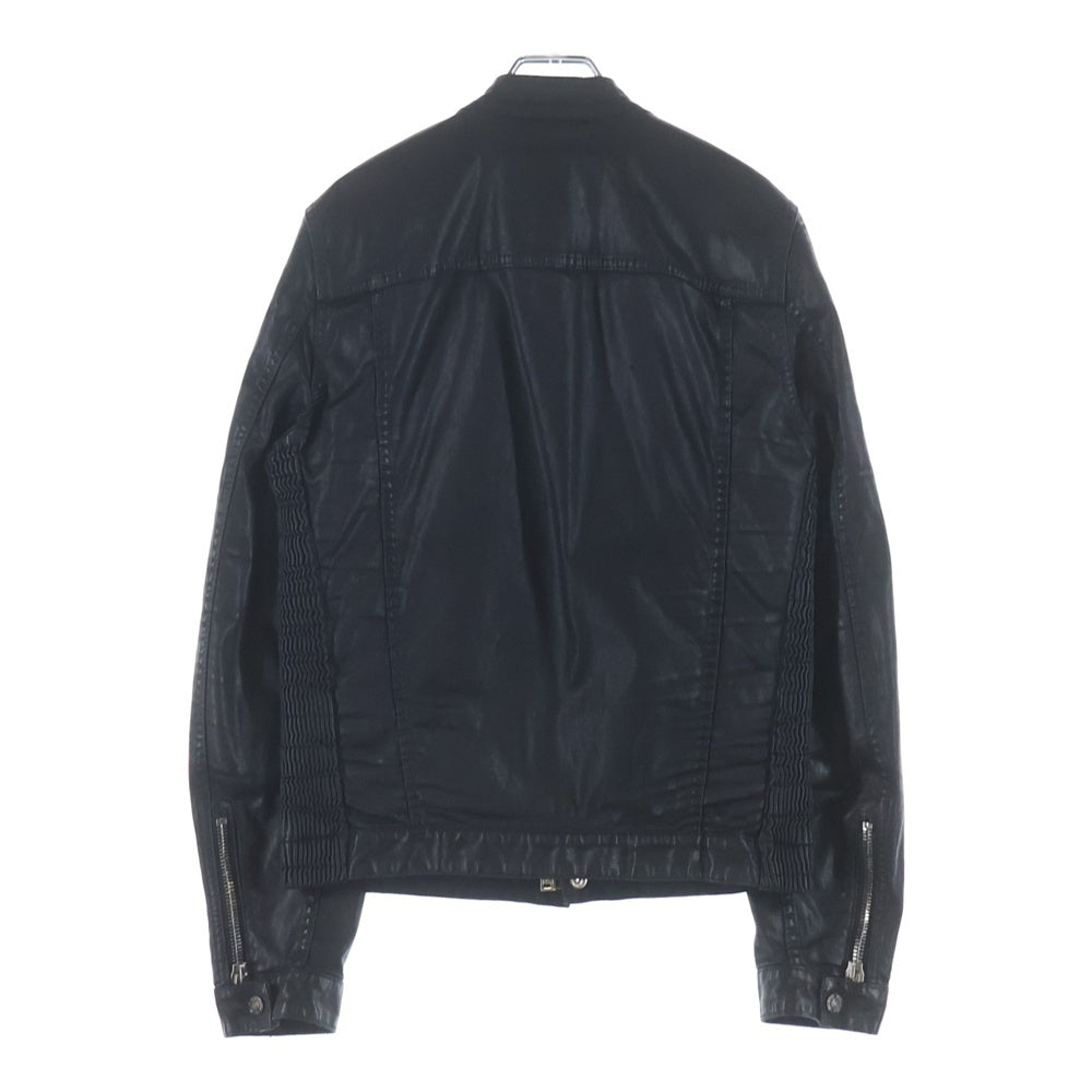 DSQUARED2(ディースクエアード) 胸ダブルポケット イタリア製 ジップアップ レザージャケット ブルゾン ブラック 74AM056739021
