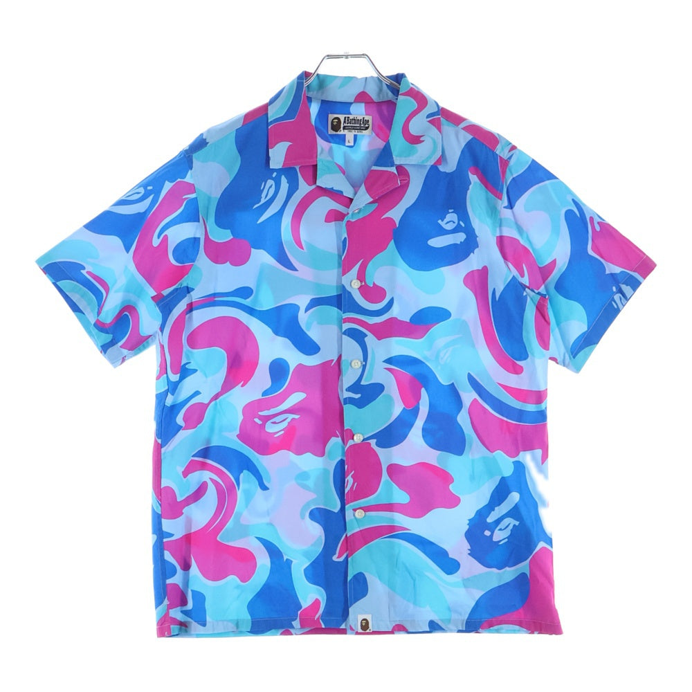 A BATHING APE(アベイシングエイプ) 22SS MARBLE CAMO OPEN COLLAR S/S SHIRT マーブル カモ ショートスリーブ オープンカラーシャツ ブルー 001SRI301006M