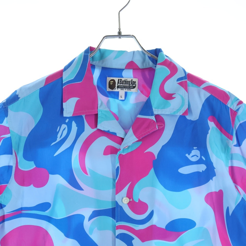 A BATHING APE(アベイシングエイプ) 22SS MARBLE CAMO OPEN COLLAR S/S SHIRT マーブル カモ ショートスリーブ オープンカラーシャツ ブルー 001SRI301006M