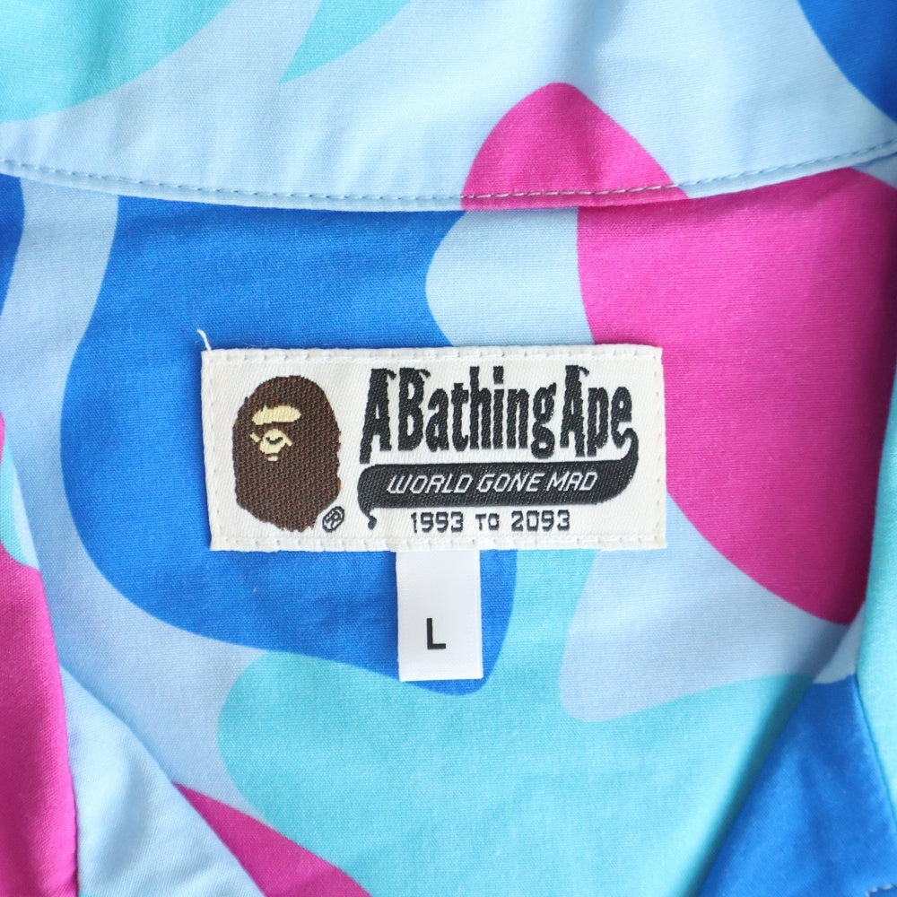 A BATHING APE(アベイシングエイプ) 22SS MARBLE CAMO OPEN COLLAR S/S SHIRT マーブル カモ ショートスリーブ オープンカラーシャツ ブルー 001SRI301006M