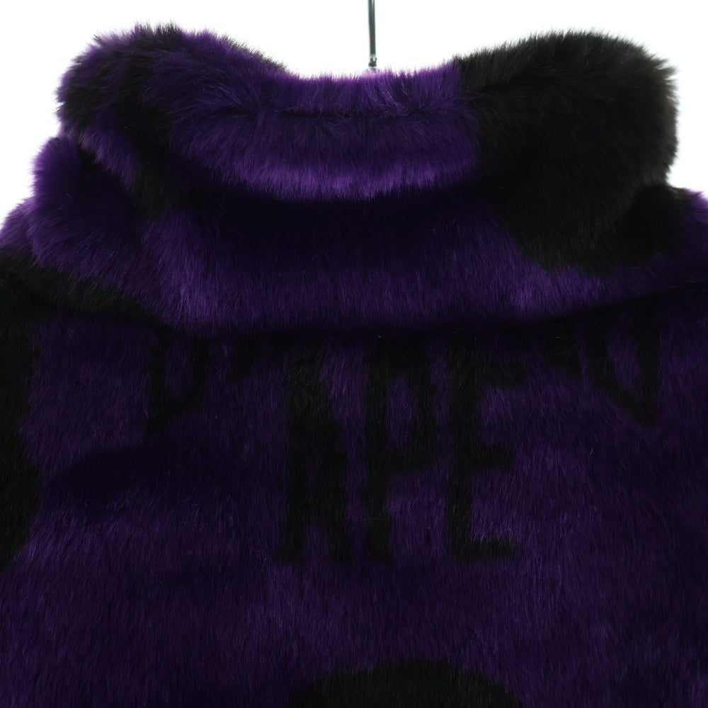A BATHING APE(アベイシングエイプ) B BOY FUR JACKET ビーボーイ ジップアップ ファージャケット パープル/ブラック 001HJI801012M