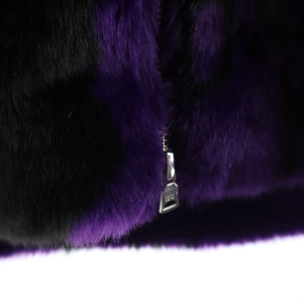 A BATHING APE(アベイシングエイプ) B BOY FUR JACKET ビーボーイ ジップアップ ファージャケット パープル/ブラック 001HJI801012M