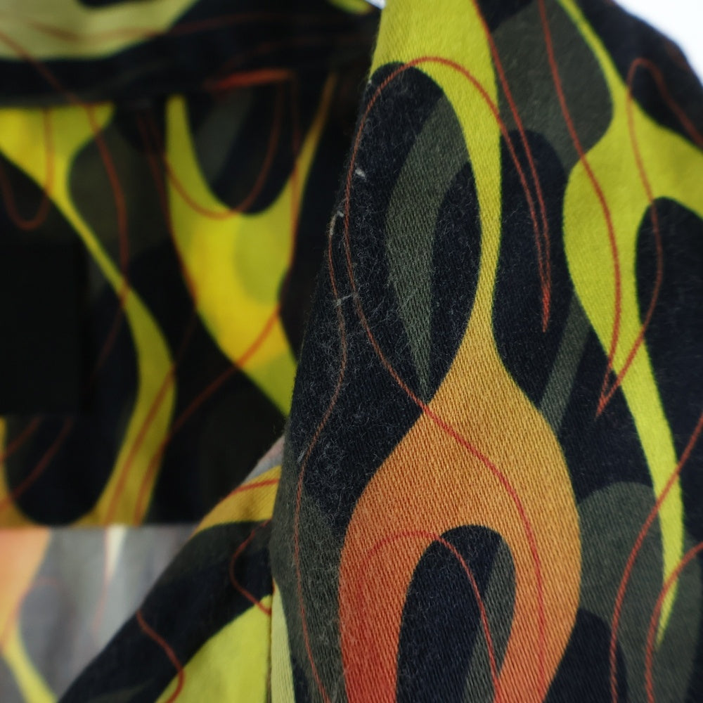 MASSES(マシス) SHIRT S/S FIRE ファイアーパターン ショートスリーブ オープンカラーシャツ ブラック/レッド