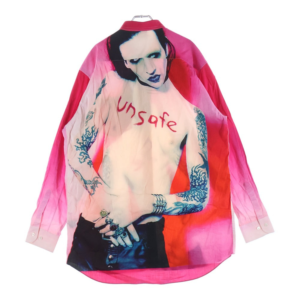 VETEMENTS(ヴェトモン) 18AW MARILYN MANSON マリリン マンソン コットン 長袖シャツ ピンク UAH19SH301