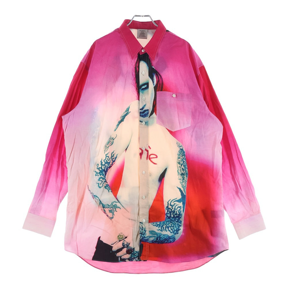 VETEMENTS(ヴェトモン) 18AW MARILYN MANSON マリリン マンソン コットン 長袖シャツ ピンク UAH19SH301