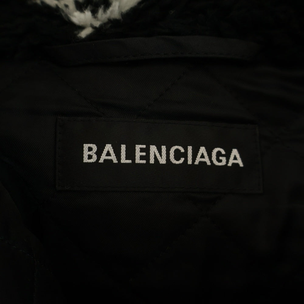 BALENCIAGA(バレンシアガ) 19AW ALLOVER LOGO FLUFFY ZIP UP JACKET オールオーバーロゴ フラフィー ジップアップ ボアジャケット ブラック 596185 THQ01
