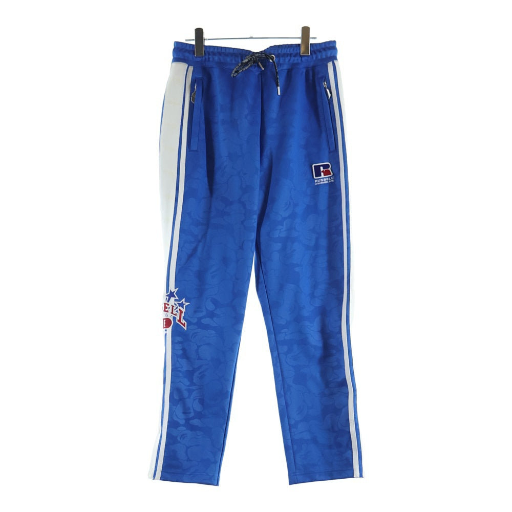 A BATHING APE(アベイシングエイプ) ×RUSSELL ATHLETIC ラッセル アスレチック ロゴパッチ スウェットパンツ ブルー 001PTJ731911C