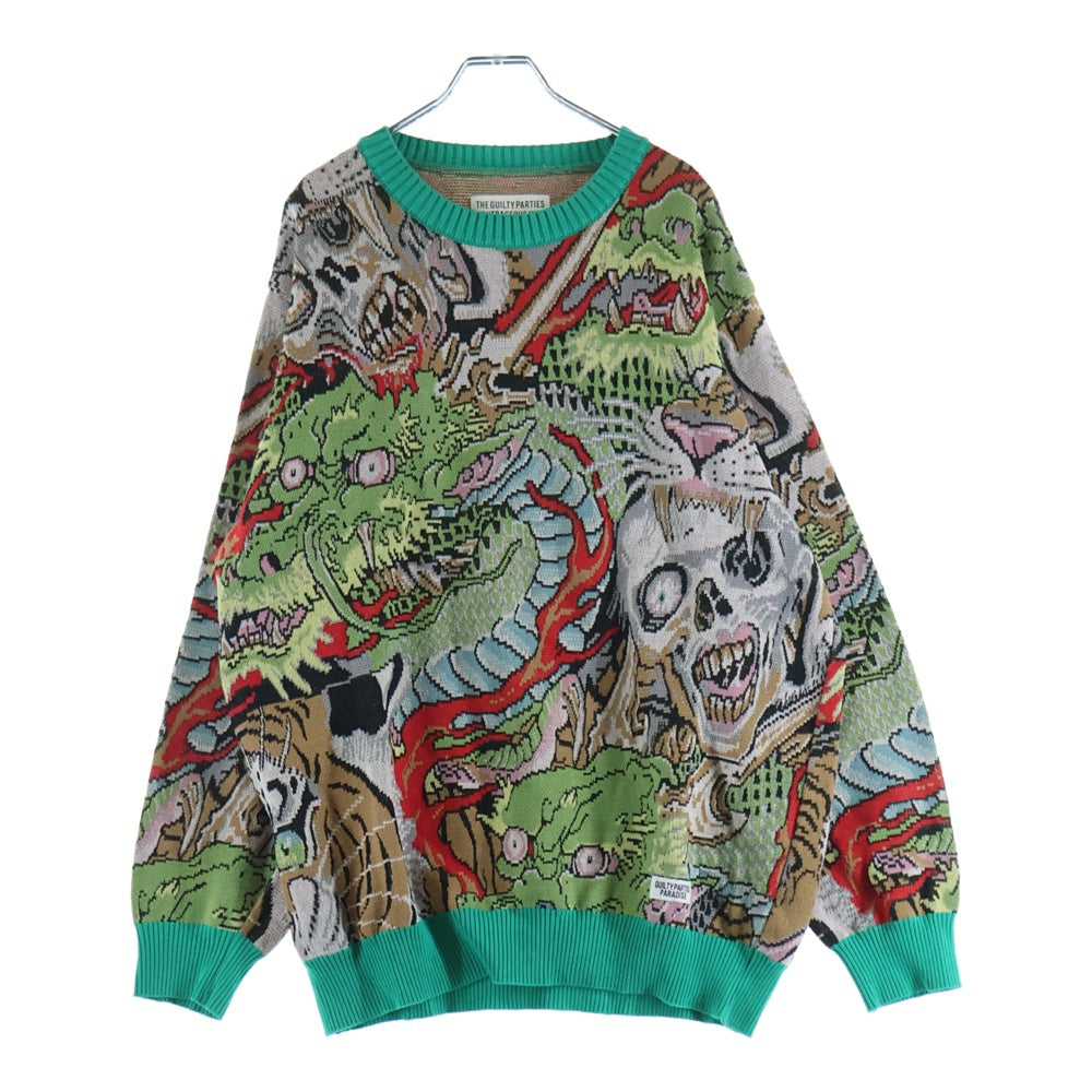 WACKO MARIA(ワコマリア) 22AW ×TIM LEHI JACQUARD SWEATER TYPE-2 ティムリーハイ ジャガード クルーネックニットセーター マルチカラー 22FW-WMK-KN16