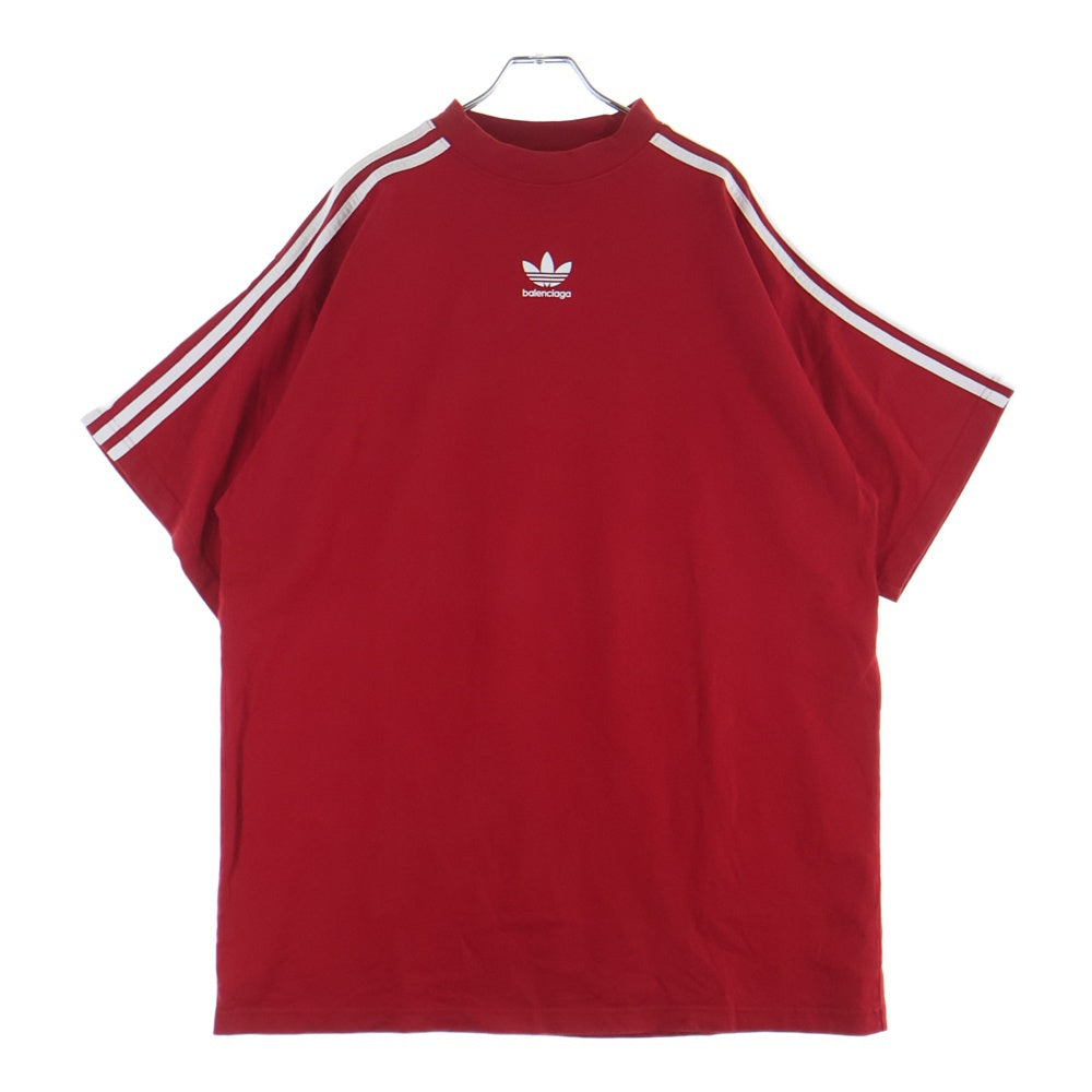 BALENCIAGA(バレンシアガ) 23SS ×ADIDAS アディダス フロントロゴ クルーネック半袖Tシャツ カットソー レッド 739101 TNVA6