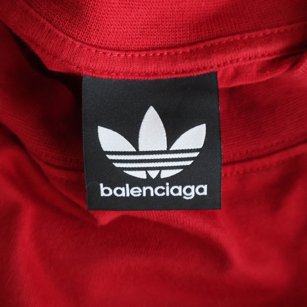 BALENCIAGA(バレンシアガ) 23SS ×ADIDAS アディダス フロントロゴ クルーネック半袖Tシャツ カットソー レッド 739101 TNVA6