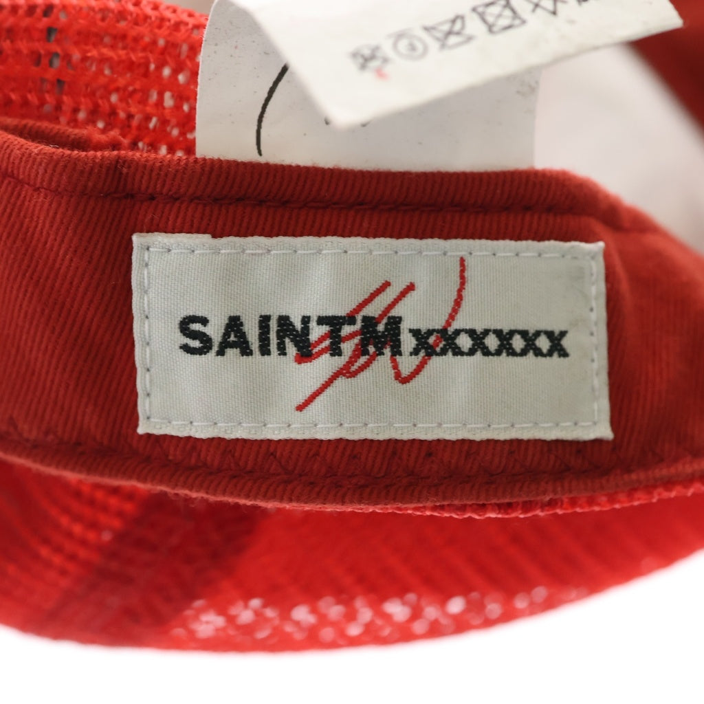 SAINT MICHAEL(セントマイケル) 24SS SAINTMS CAP フロントロゴ メッシュ ベースボールキャップ 帽子 レッド SM-YS8-0000-C18
