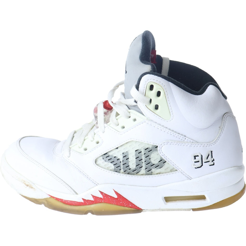 NIKE(ナイキ) 【鑑賞用 2015年製】×SUPREME AIR JORDAN 5 RETRO シュプリーム エアジョーダン 5 レトロ ハイカットスニーカー ホワイト US8/26cm 824371-101