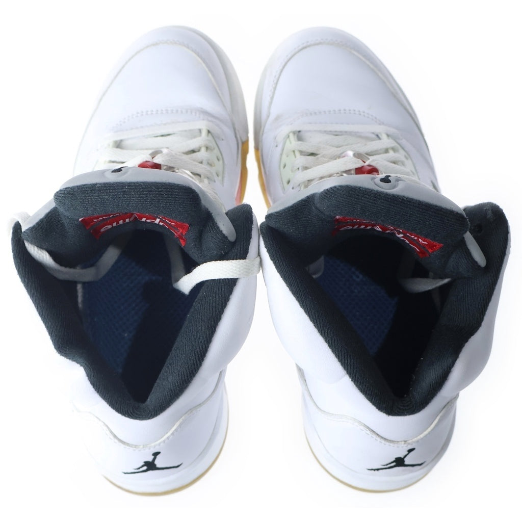 NIKE(ナイキ) 【鑑賞用 2015年製】×SUPREME AIR JORDAN 5 RETRO シュプリーム エアジョーダン 5 レトロ ハイカットスニーカー ホワイト US8/26cm 824371-101
