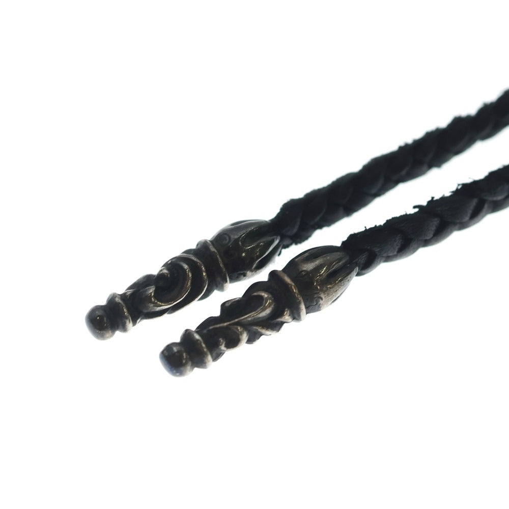 CHROME HEARTS(クロムハーツ) LEATHER BRAID SCROLL ネックレス レザーブレイドネックレス ブラック/シルバー BCA377