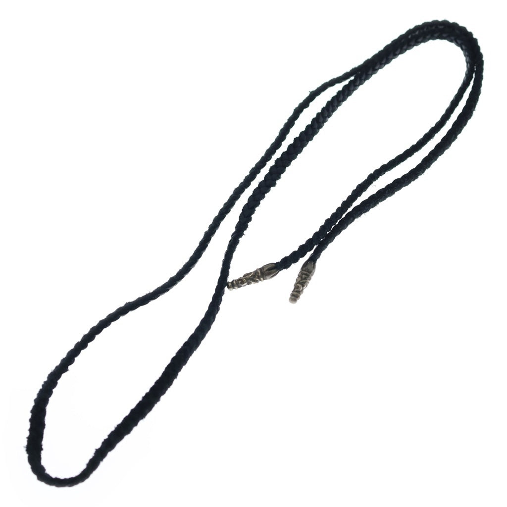 CHROME HEARTS(クロムハーツ) LEATHER BRAID SCROLL ネックレス レザーブレイドネックレス ブラック/シルバー BCA377
