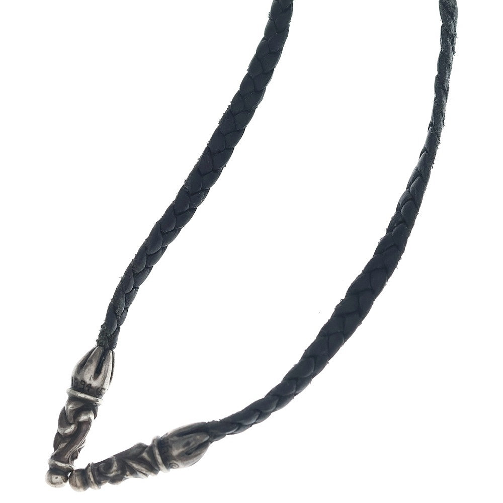 CHROME HEARTS(クロムハーツ) LEATHER BRAID SCROLL ネックレス レザーブレイドネックレス ブラック/シルバー BCA377