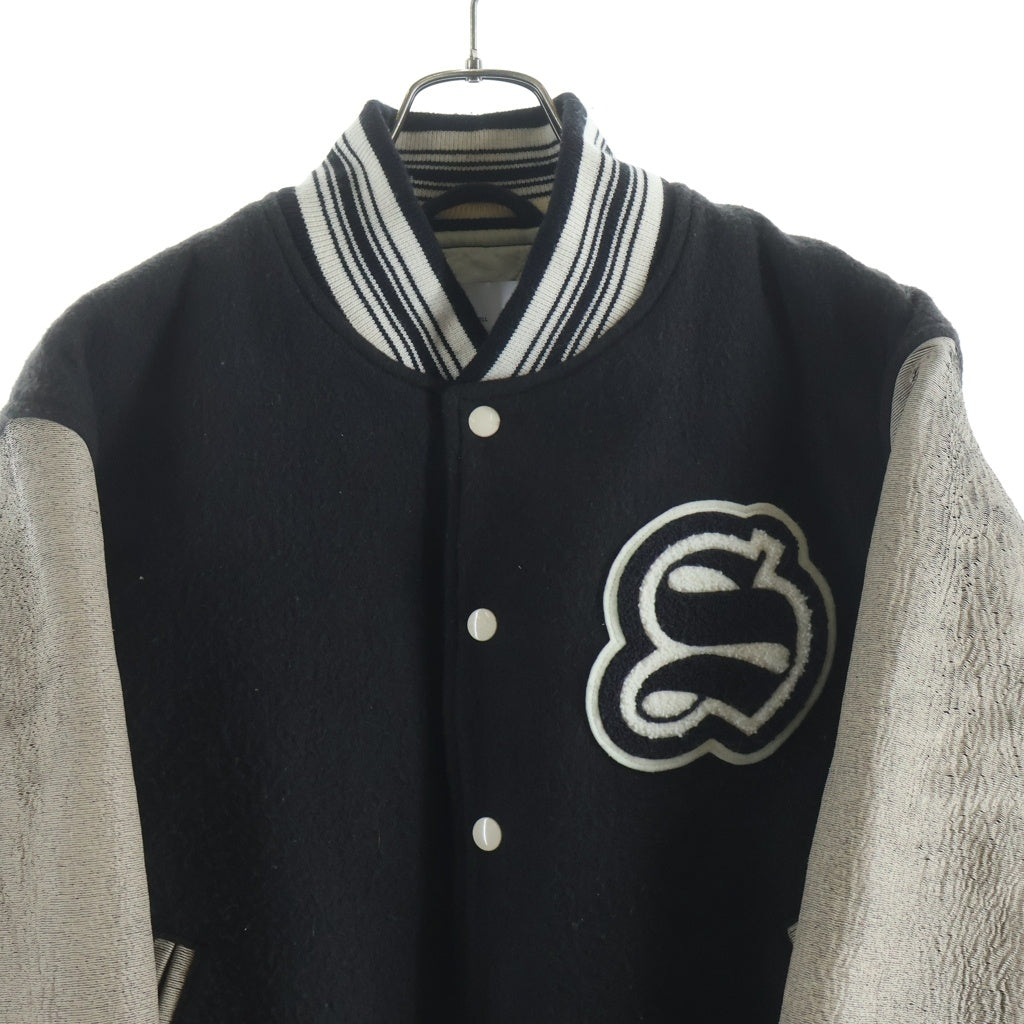SUGARHILL(シュガーヒル) 22AW GILL LEATHER STADIUM JACKET ギル アームレザー ウール スタジアムジャケット スタジャンブルゾン ブラック/アイボリー 22AWLA03