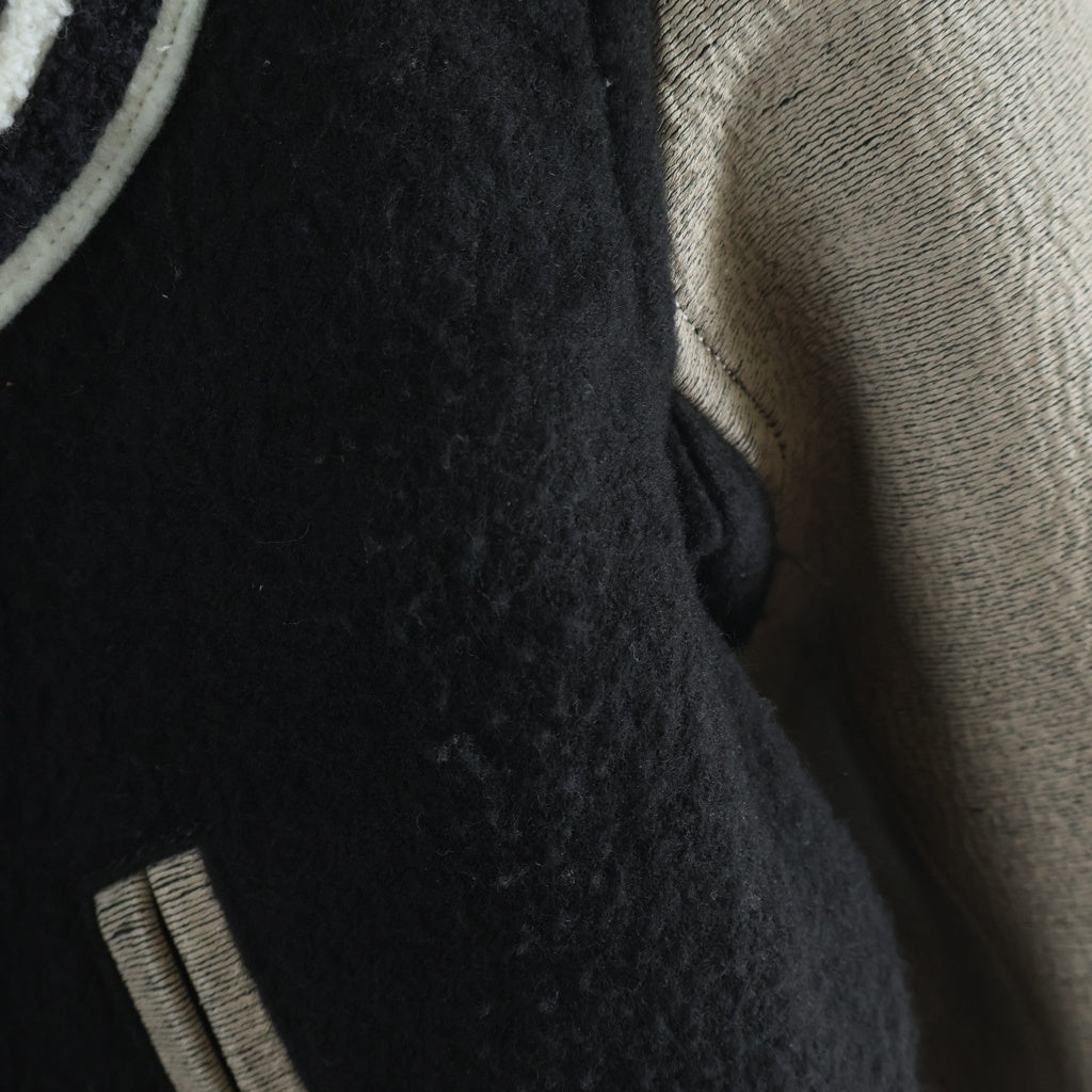 SUGARHILL(シュガーヒル) 22AW GILL LEATHER STADIUM JACKET ギル アームレザー ウール スタジアムジャケット スタジャンブルゾン ブラック/アイボリー 22AWLA03
