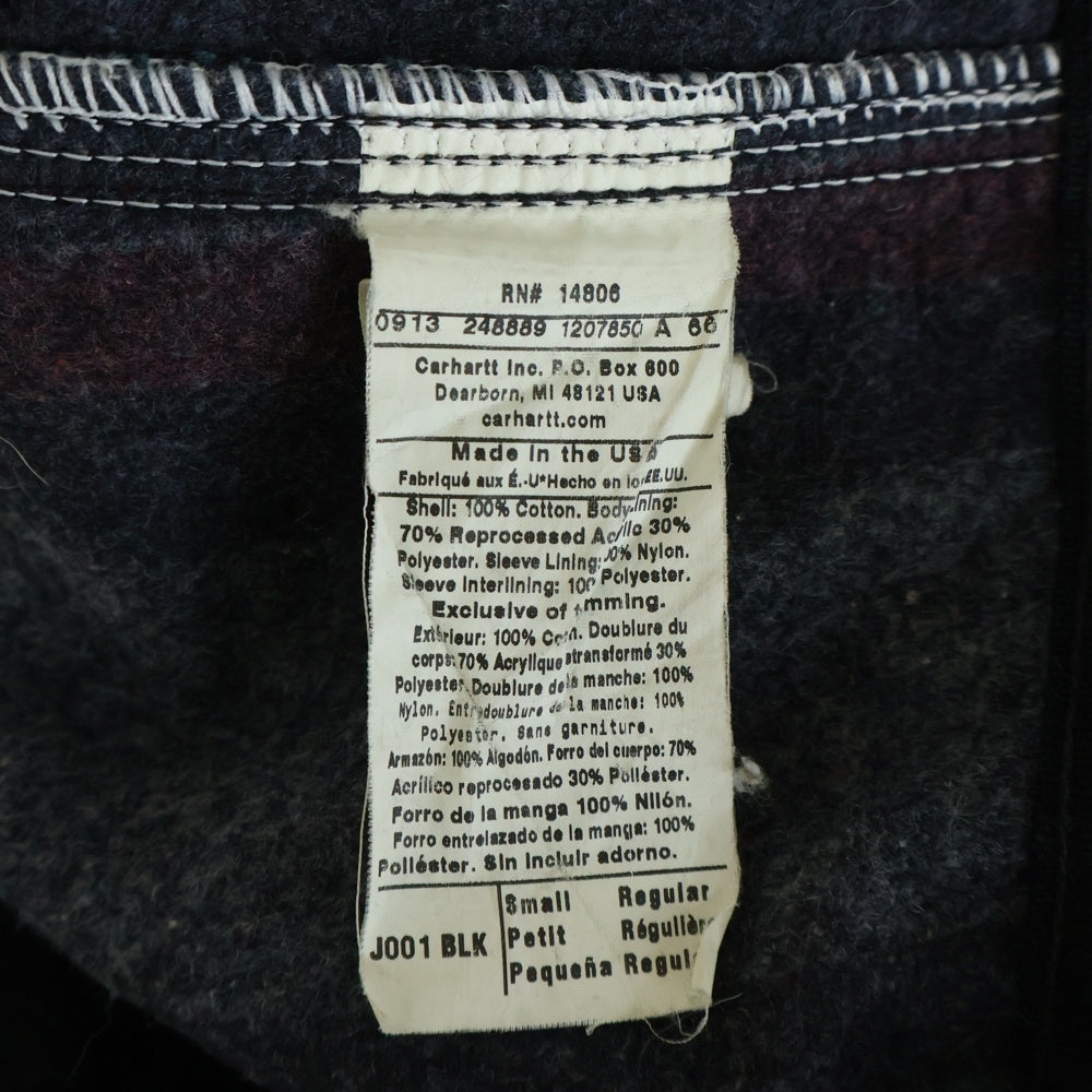 CARHARTT(カーハート) DETROIT JACKET USA製 ロゴデザイン ダック地 裏地ブランケット ワーク デトロイトジャケット ブラック J001-BLK