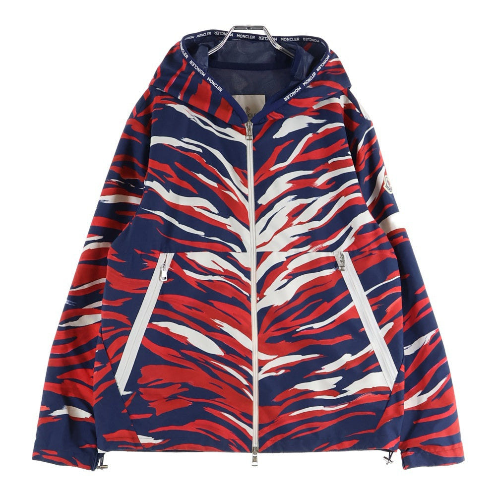 MONCLER(モンクレール) 21SS CHARDON シャルドン ロゴワッペン ジップアップ ナイロン フーデッド ジャケット ネイビー/レッド G10911A74900