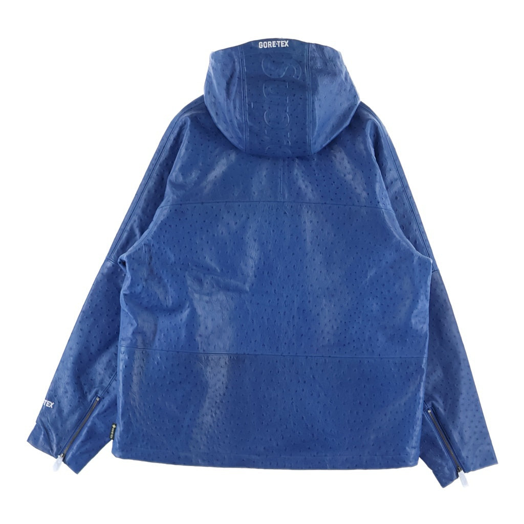 SUPREME(シュプリーム) 26SS GORE-TEX Ostrich Embossed Leather Jacket ゴアテックス エンボス加工 シープスキン フーデッドジップアップジャケット ブルー