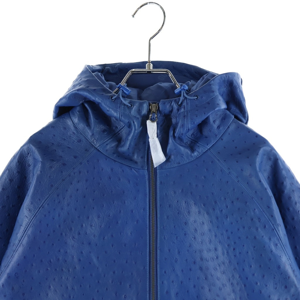 SUPREME(シュプリーム) 26SS GORE-TEX Ostrich Embossed Leather Jacket ゴアテックス エンボス加工 シープスキン フーデッドジップアップジャケット ブルー