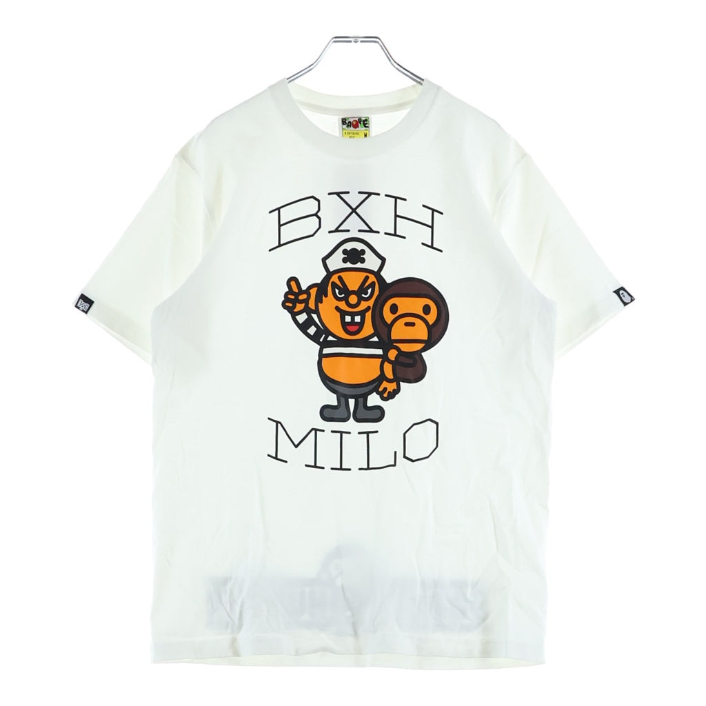 A BATHING APE(アベイシングエイプ) ×BOUNTY HUNTER HUNTER TEE ×バウンティー ハンター フロントプリント クルーネック コットン 半袖Tシャツ カットソー ホワイト