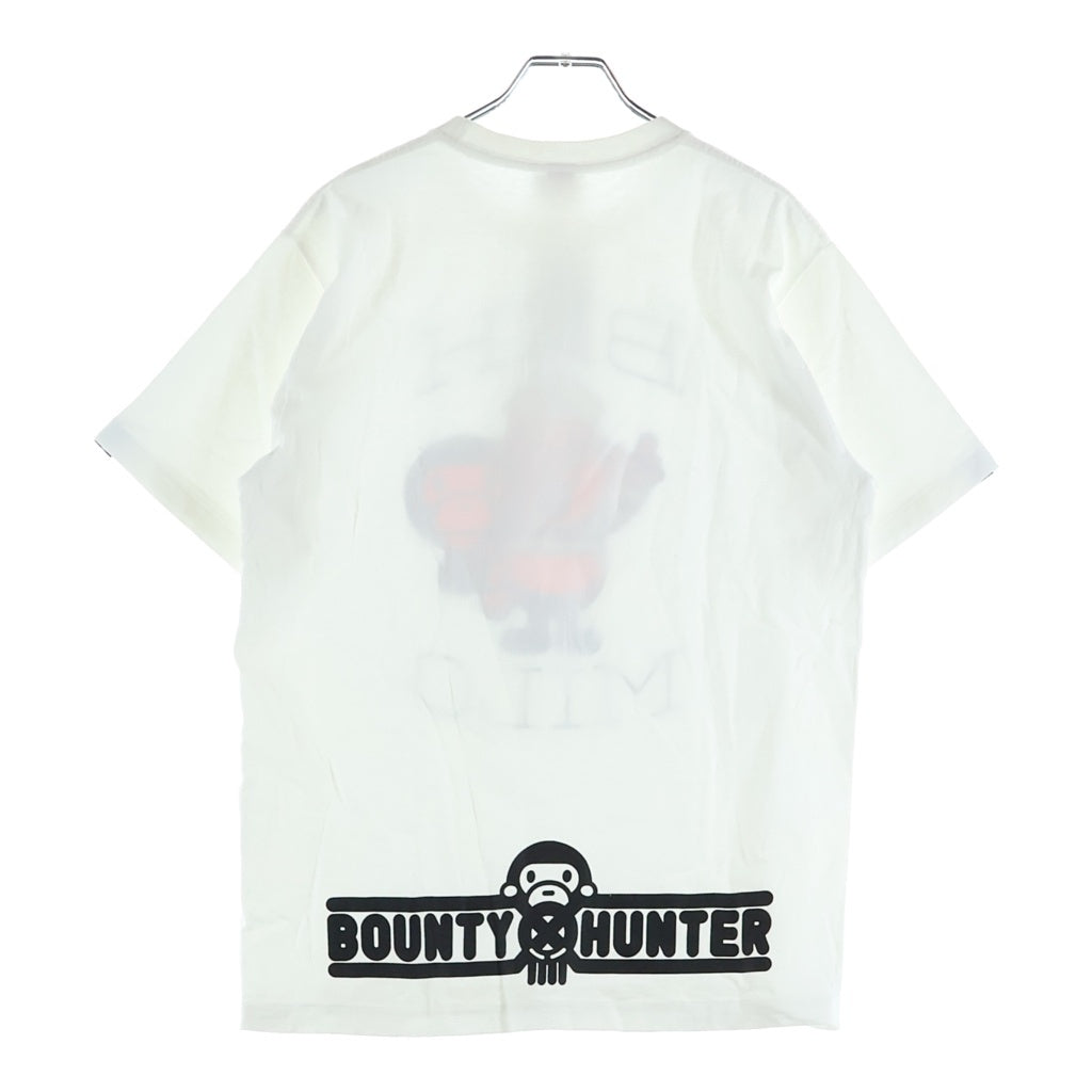 A BATHING APE(アベイシングエイプ) ×BOUNTY HUNTER HUNTER TEE ×バウンティー ハンター フロントプリント クルーネック コットン 半袖Tシャツ カットソー ホワイト