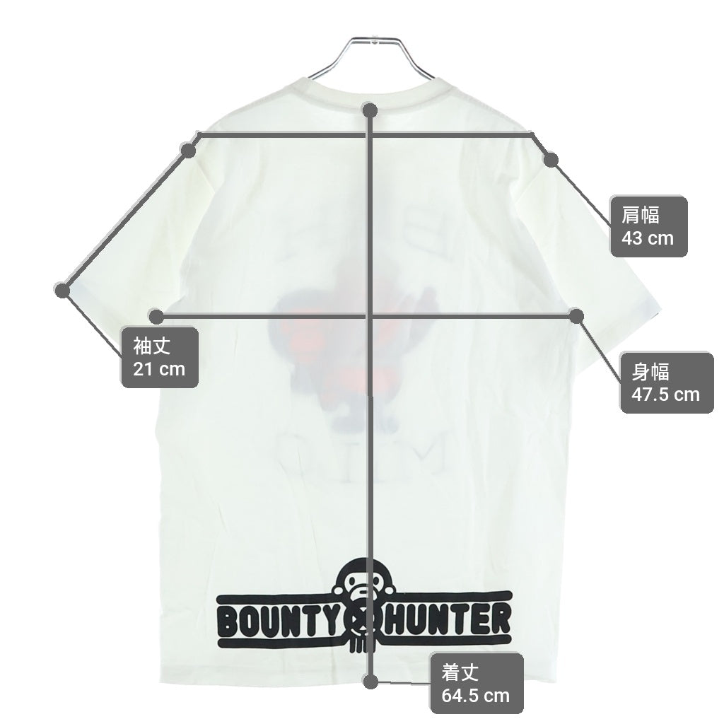 A BATHING APE(アベイシングエイプ) ×BOUNTY HUNTER HUNTER TEE ×バウンティー ハンター フロントプリント クルーネック コットン 半袖Tシャツ カットソー ホワイト
