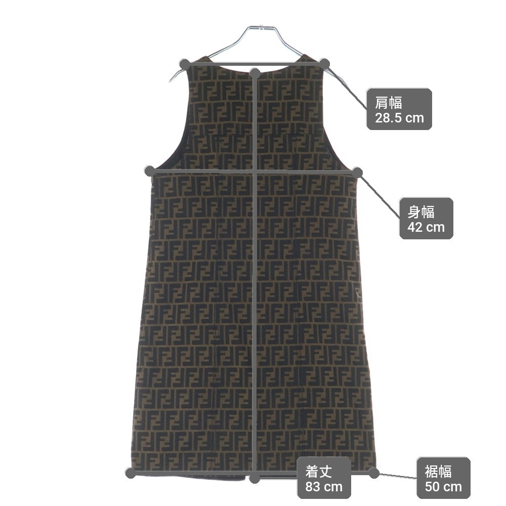 FENDI(フェンディ) ズッカ柄 リバーシブル ジップアップワンピース レディース ブラウン/ベージュ