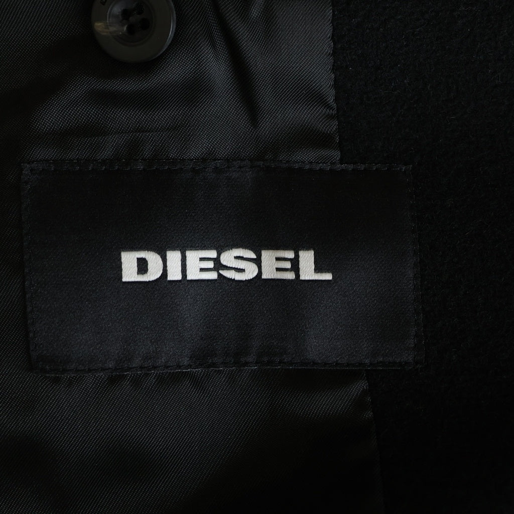 DIESEL(ディーゼル) ニット切り替え ウール チェスターコート ブラック