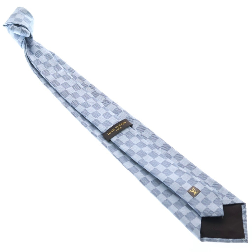 LOUIS VUITTON(ルイヴィトン) ダミエ ロゴ刻印 シルクネクタイ ブルー