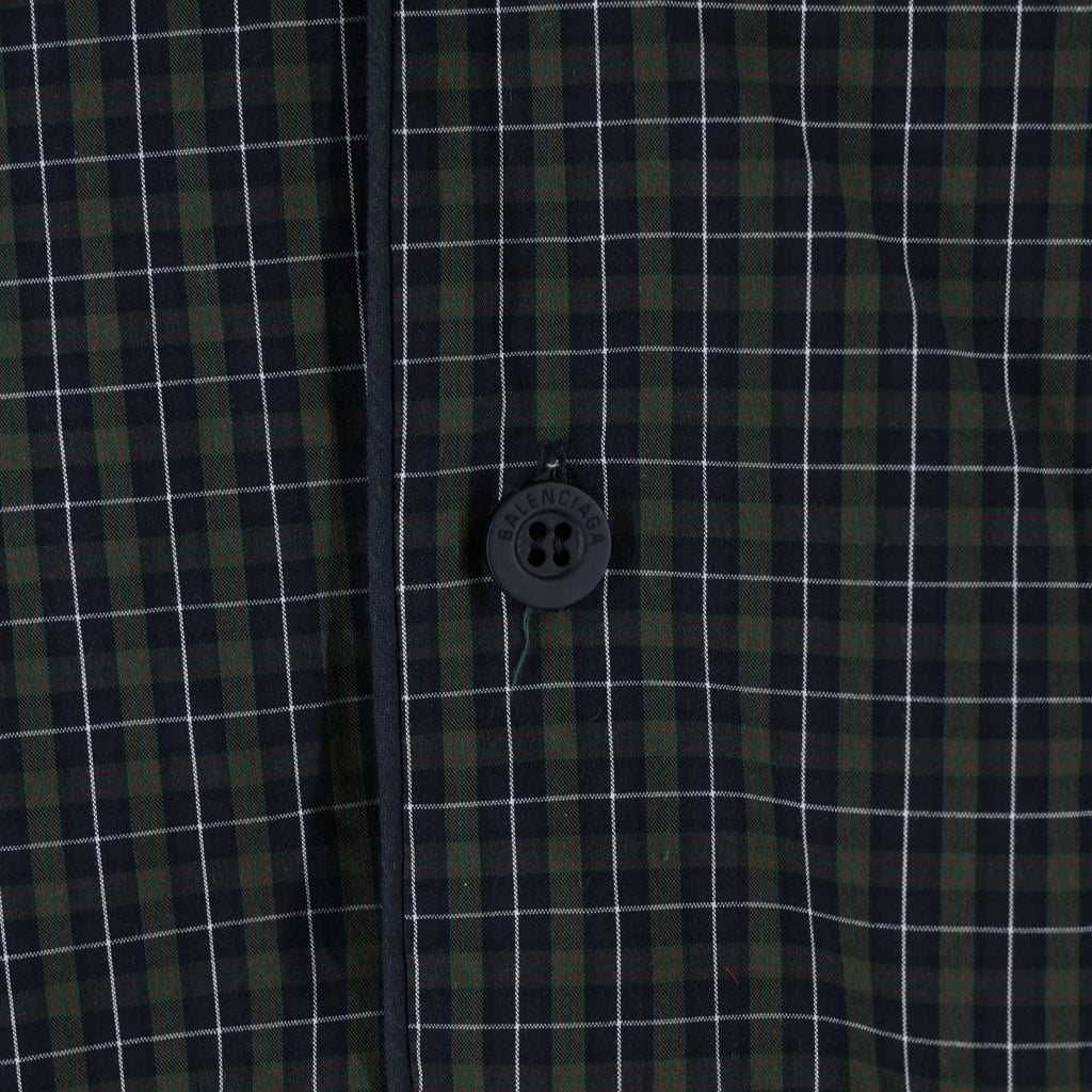 BALENCIAGA(バレンシアガ) 21SS Mirco Tartan Oversized Shirt マイクロタータンチェック オーバーサイズ 長袖シャツ ネイビー/グリーン 659014 TKM34