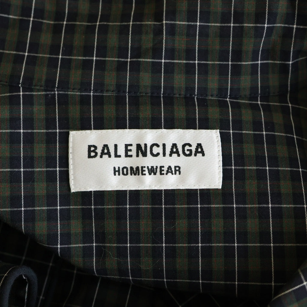 BALENCIAGA(バレンシアガ) 21SS Mirco Tartan Oversized Shirt マイクロタータンチェック オーバーサイズ 長袖シャツ ネイビー/グリーン 659014 TKM34