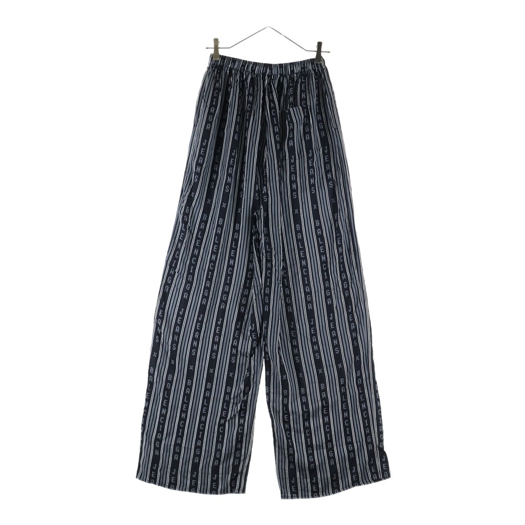 BALENCIAGA(バレンシアガ) 23SS HOMEWEAR ホームウェア ロゴ総柄 レーヨン ドローストリング イージーパンツ ブラック 658883 TKL32