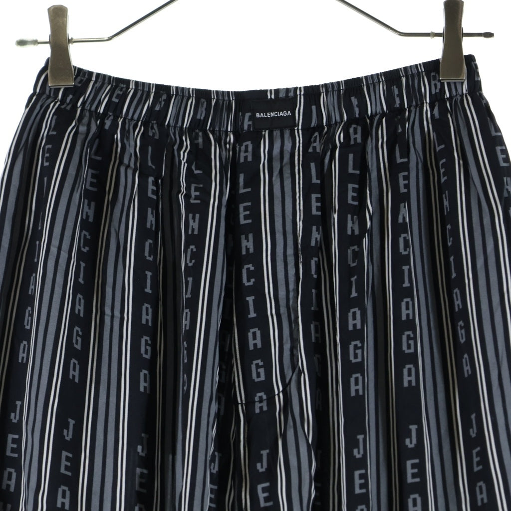 BALENCIAGA(バレンシアガ) 23SS HOMEWEAR ホームウェア ロゴ総柄 レーヨン ドローストリング イージーパンツ ブラック 658883 TKL32