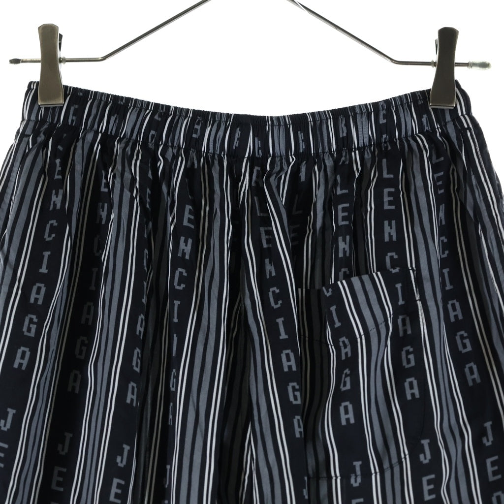 BALENCIAGA(バレンシアガ) 23SS HOMEWEAR ホームウェア ロゴ総柄 レーヨン ドローストリング イージーパンツ ブラック 658883 TKL32