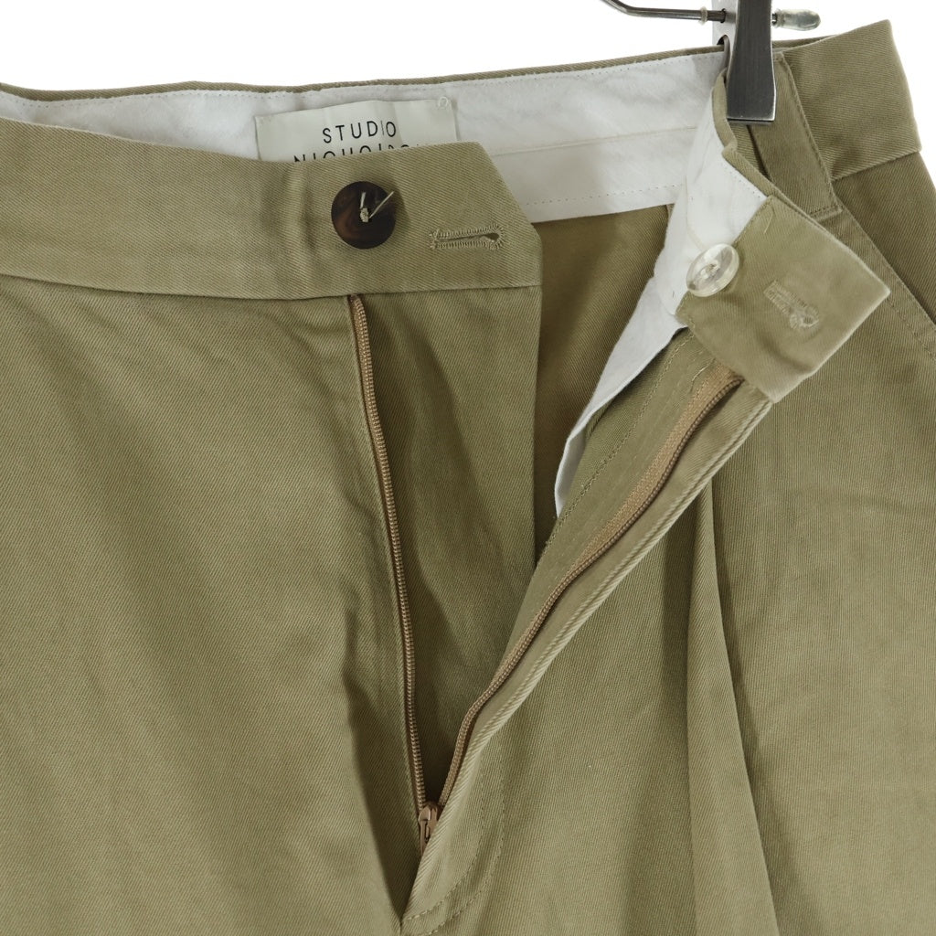 STUDIO NICHOLSON(スタジオニコルソン) SORTE SNM-1248 PEACHED COTTON TWILL TAN ソルテ ピーチド コットンツイル タン ジップアップ ワイドパンツ ベージュ 51-10-751047