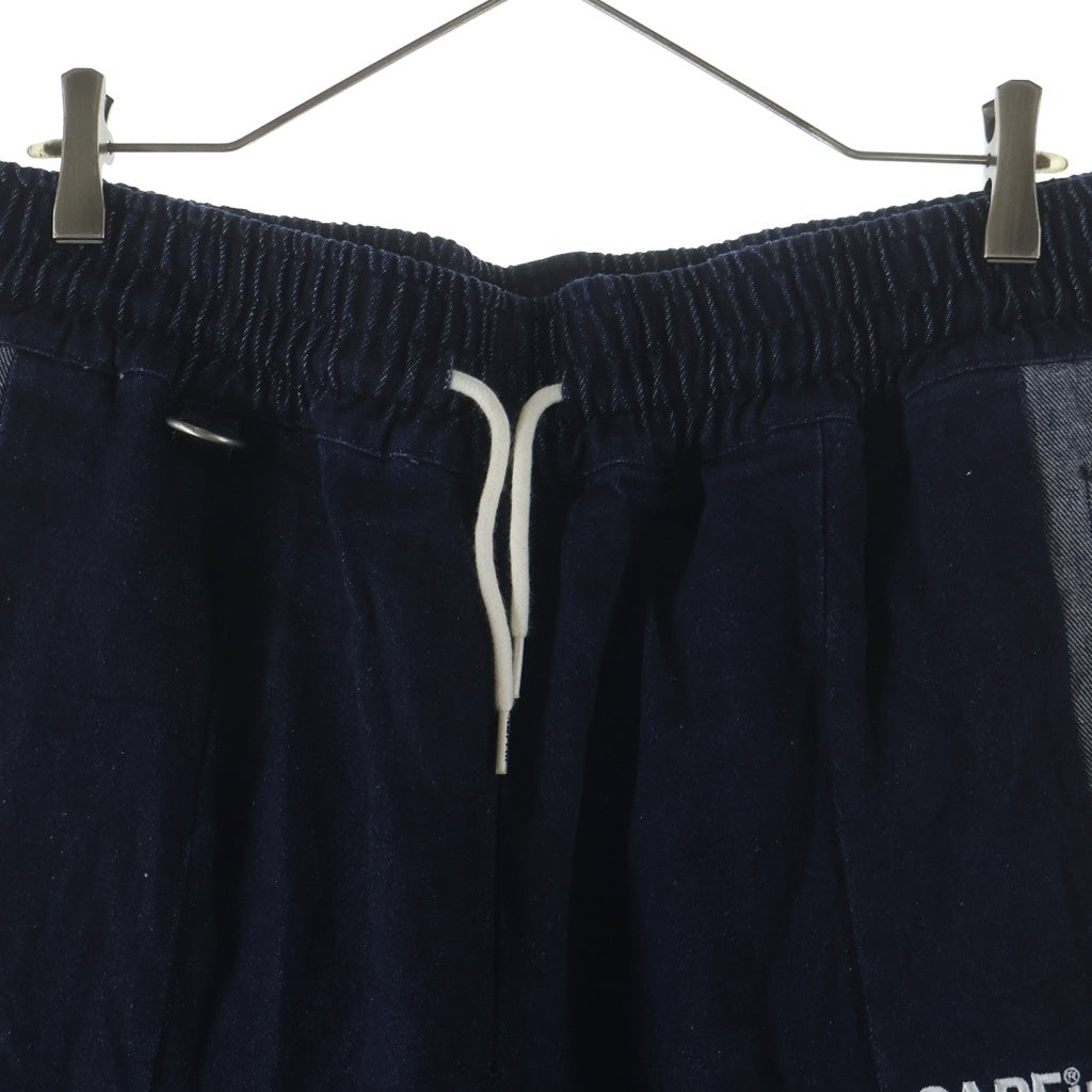 SAPEur(サプール) 切り替えデザイン ドローストリング トラックデニムパンツ インディゴ