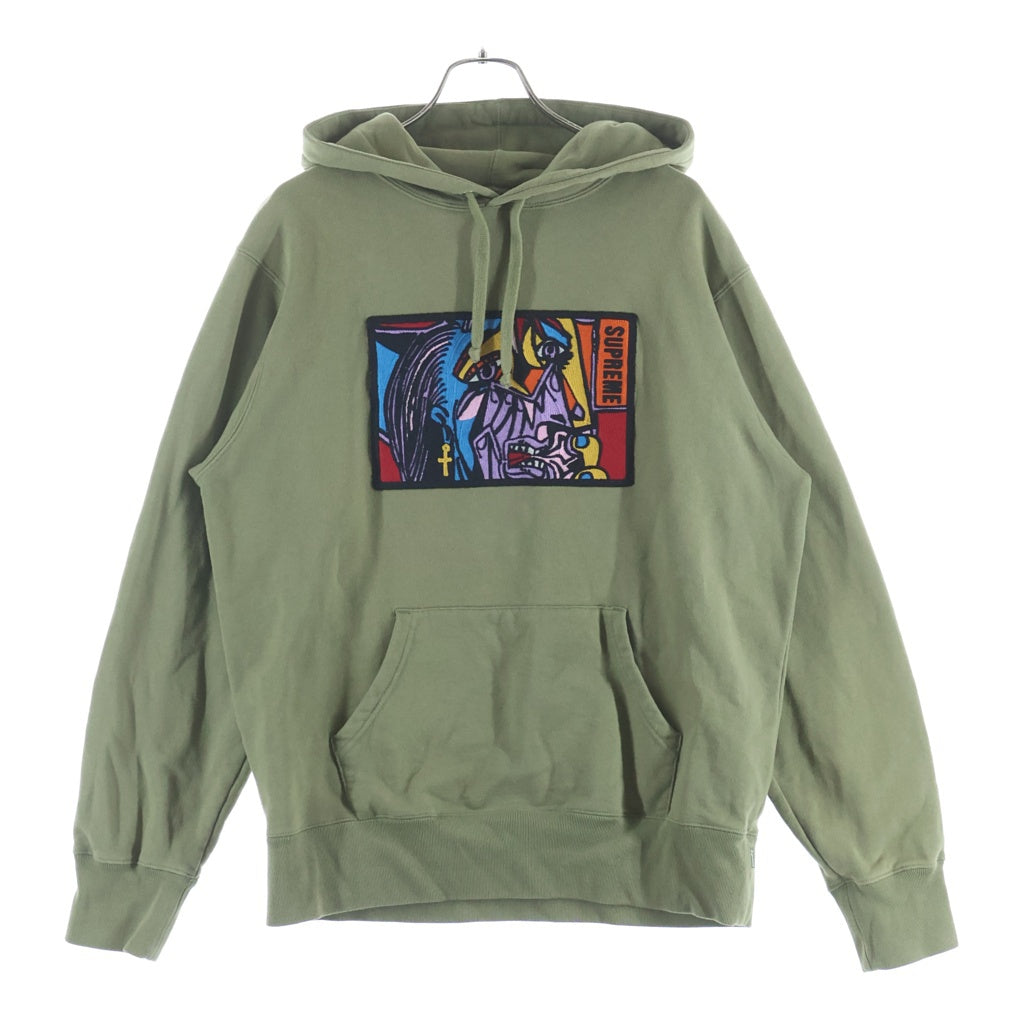 SUPREME(シュプリーム) 18AW Chainstitch Hooded Sweatshirt チェーンステッチ 泣く女 フーデッドスウェット プルオーバーパーカー カーキ