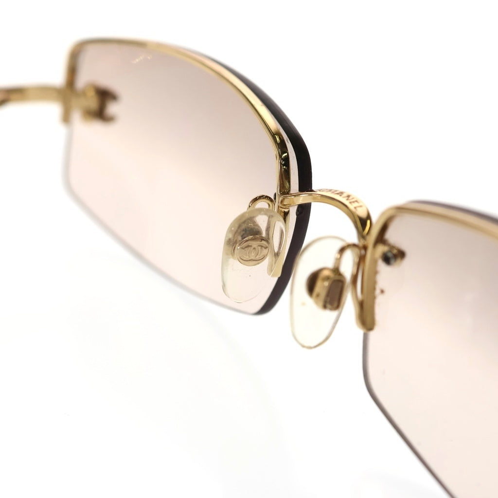 CHANEL(シャネル) 4093-B ラインストーンココマーク カラーレンズ リムレス サングラス アイウェア メガネ ブラウン レディース