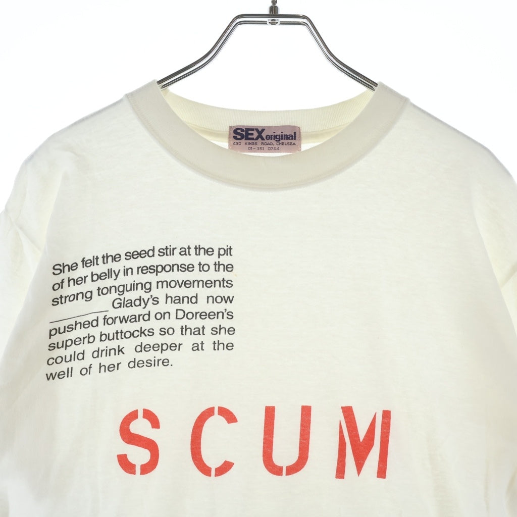 VINTAGE(ヴィンテージ) SEX Original SCUM 復刻 テキストプリント クルーネック 半袖パンクTシャツ カットソー ホワイト