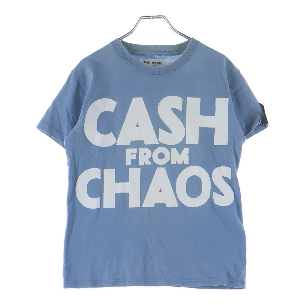 VINTAGE(ヴィンテージ) 90S SEDITIONARIES ORIGINAL EXCLUSIVE COLLECTION CASH FROM CHAOS セディショナリーズ 復刻 3段プリント クルーネック 半袖パンクTシャツ カットソー ブルー